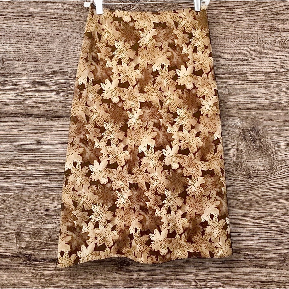 Banana Republic Floral Midi Skirt in Brown and Cream